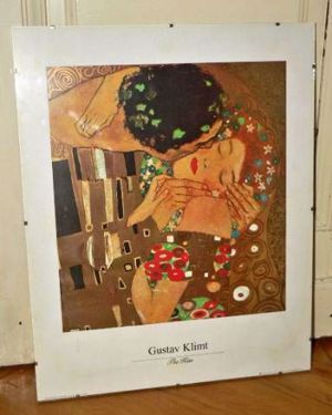 Klimt Csók reprodukció repro üveg kerettel 50×40cm