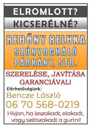 Redőny, reluxa, szúnyogháló, párkány, stb. szerelése, javítása garanciával