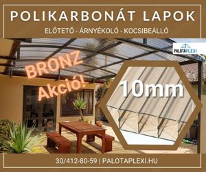 BRONZ Polikarbonát lemez: 10 mm | erősített | 2x UV védett